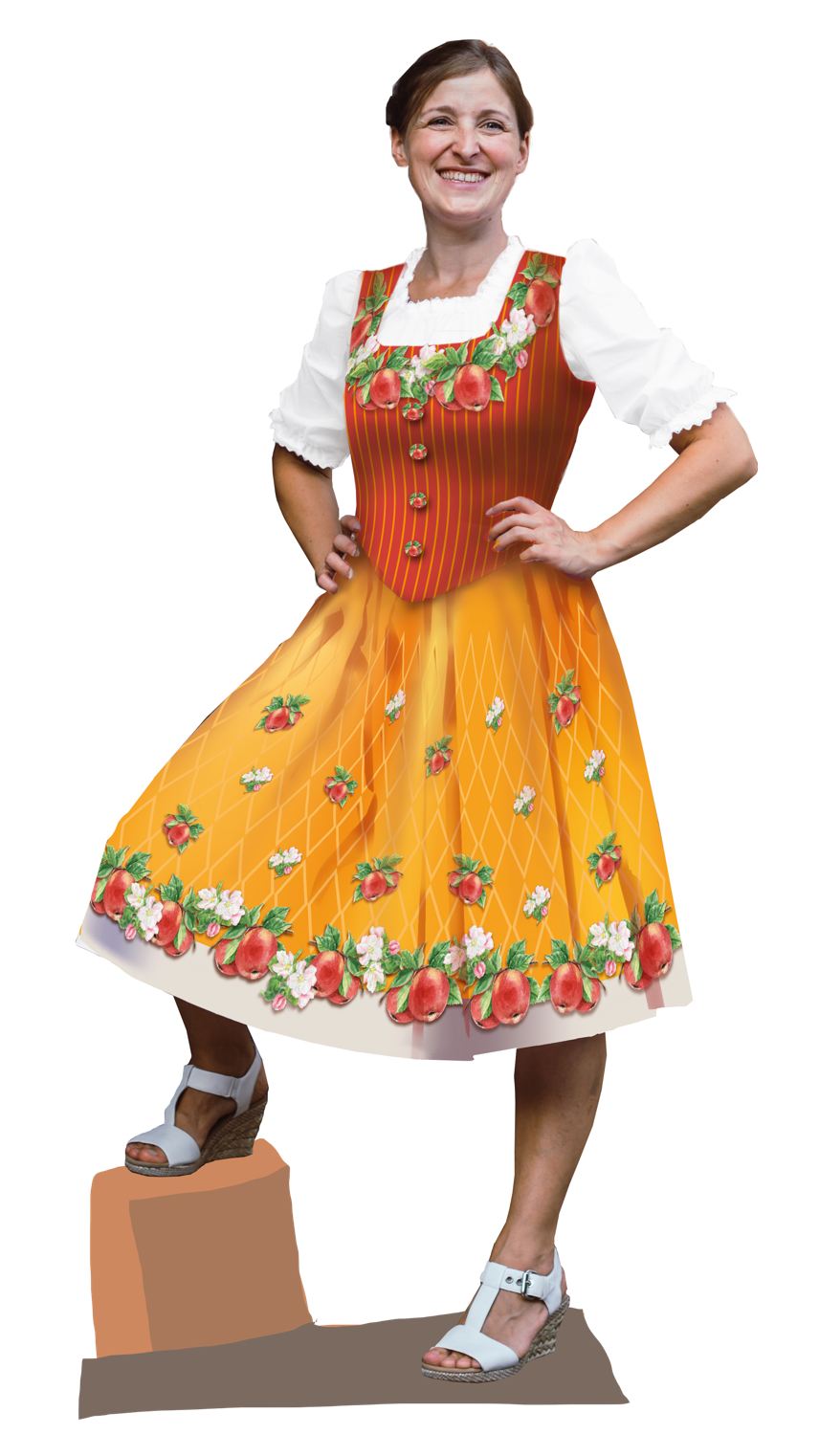Kraut-Rock-Modell „Apfelwein“, 3-teilges Modell mit Dirndl-Bluse